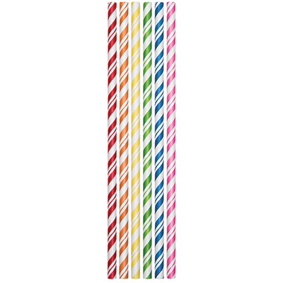 24 Count Assorted Striped Paper Straws - Eco-friendly And Stylish