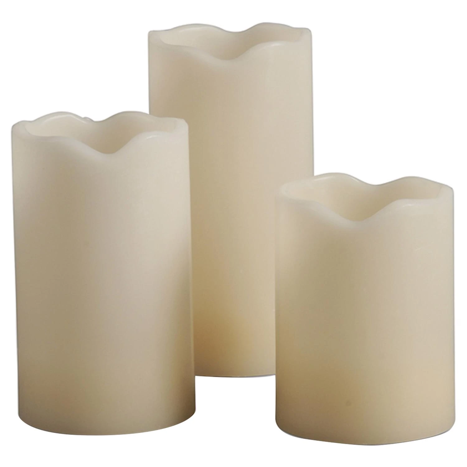 Bisque Vanilla Scent Melted Edge Pillar Flameless Flickering Candle - 6.75" Height