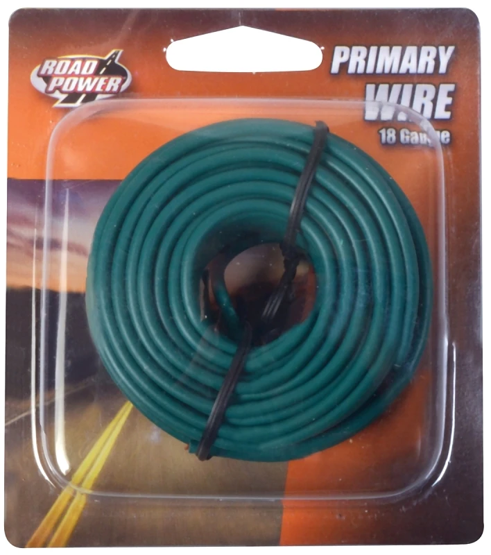 18-gauge Stranded Copper Primary Wire, Green Pvc, 33 Ft Length