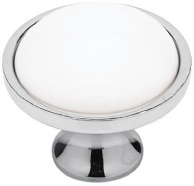 35mm Chrome And White Ceramic Insert Cabinet Knob By Liberty Hardware