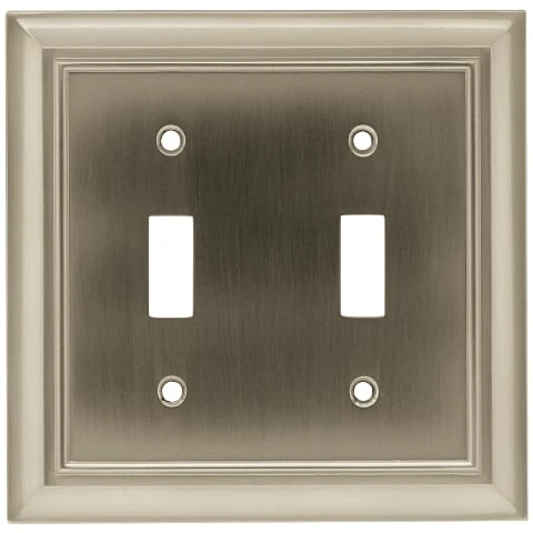 Liberty Hardware 64208 Satin Nickel Switch Plates Architectural Series Double Wall Plate