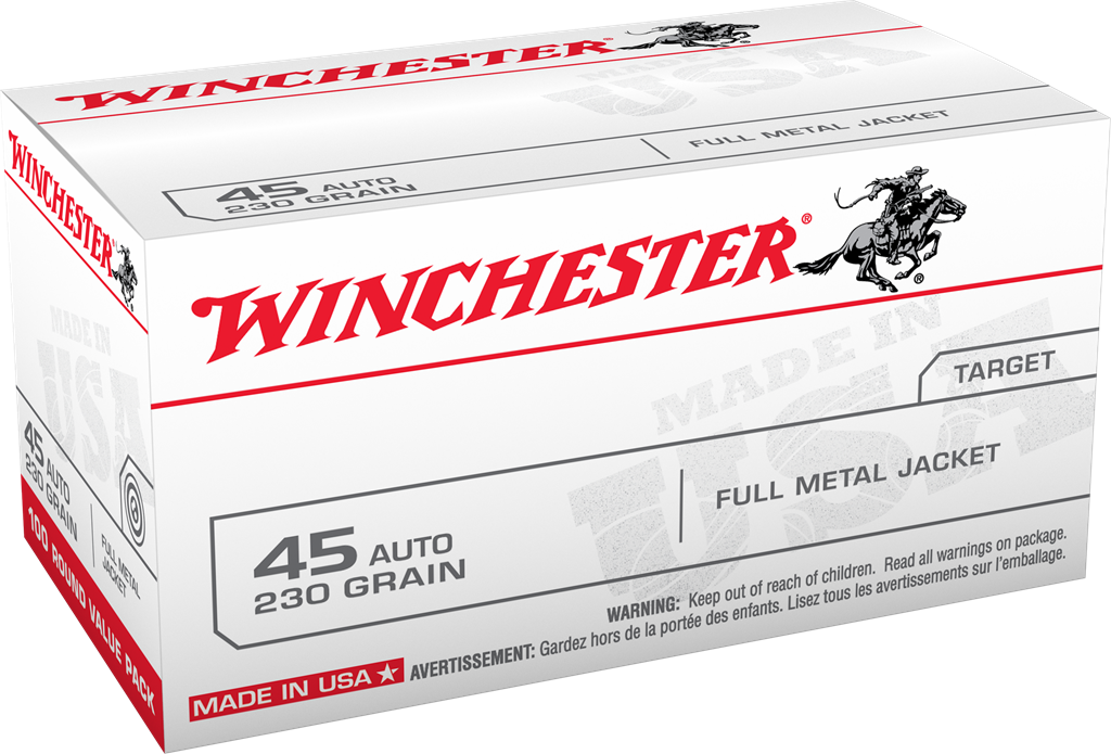 45 Automatic 230 Grain Full Metal Jacket Pistol Ammunition - 100 Rounds