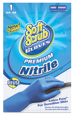 Large Premium Nitrile Gloves, Latex-free, Blue With Flocked Cotton Lining, Model 12113-26