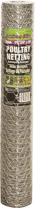 12011816 Galvanized Poultry Hex Netting, 24 In W X 25 Ft L, 20 Gauge