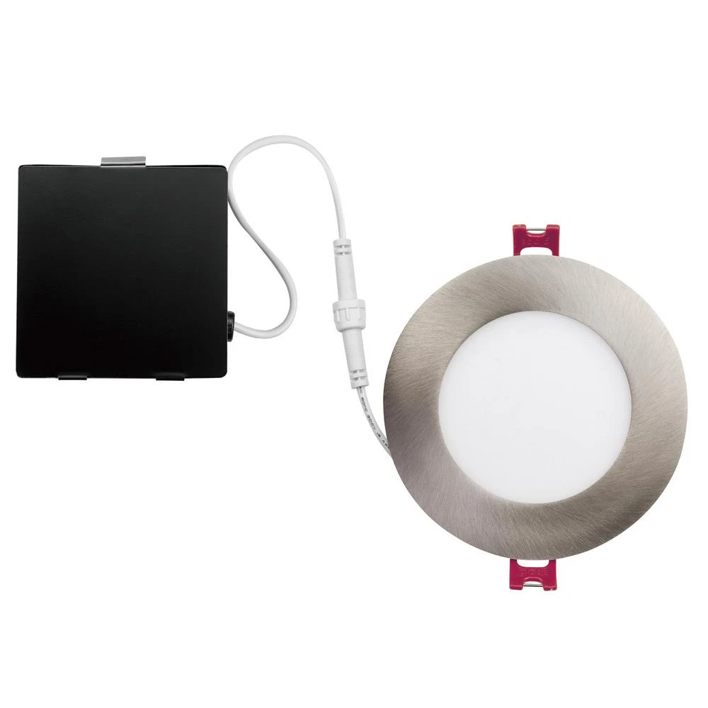 Designer Ultra Slim 4 In. Brushed Nickel Integrated Led Recessed Lighting Kit