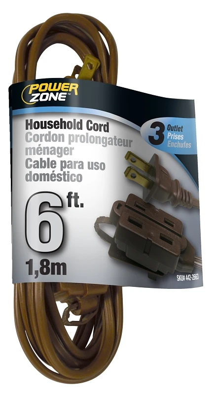 16/2 Spt-2 Indoor Extension Cord, 6 Feet, Brown, Model Or670606