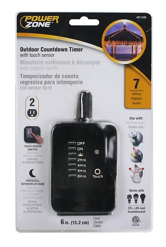 Ortnocdt2 Outdoor Countdown Timer With 2 Outlets, Black