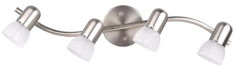 Jasper 27 In. 4-light Brushed Pewter Track Lighting Fixture With Alabaster Glass Shades