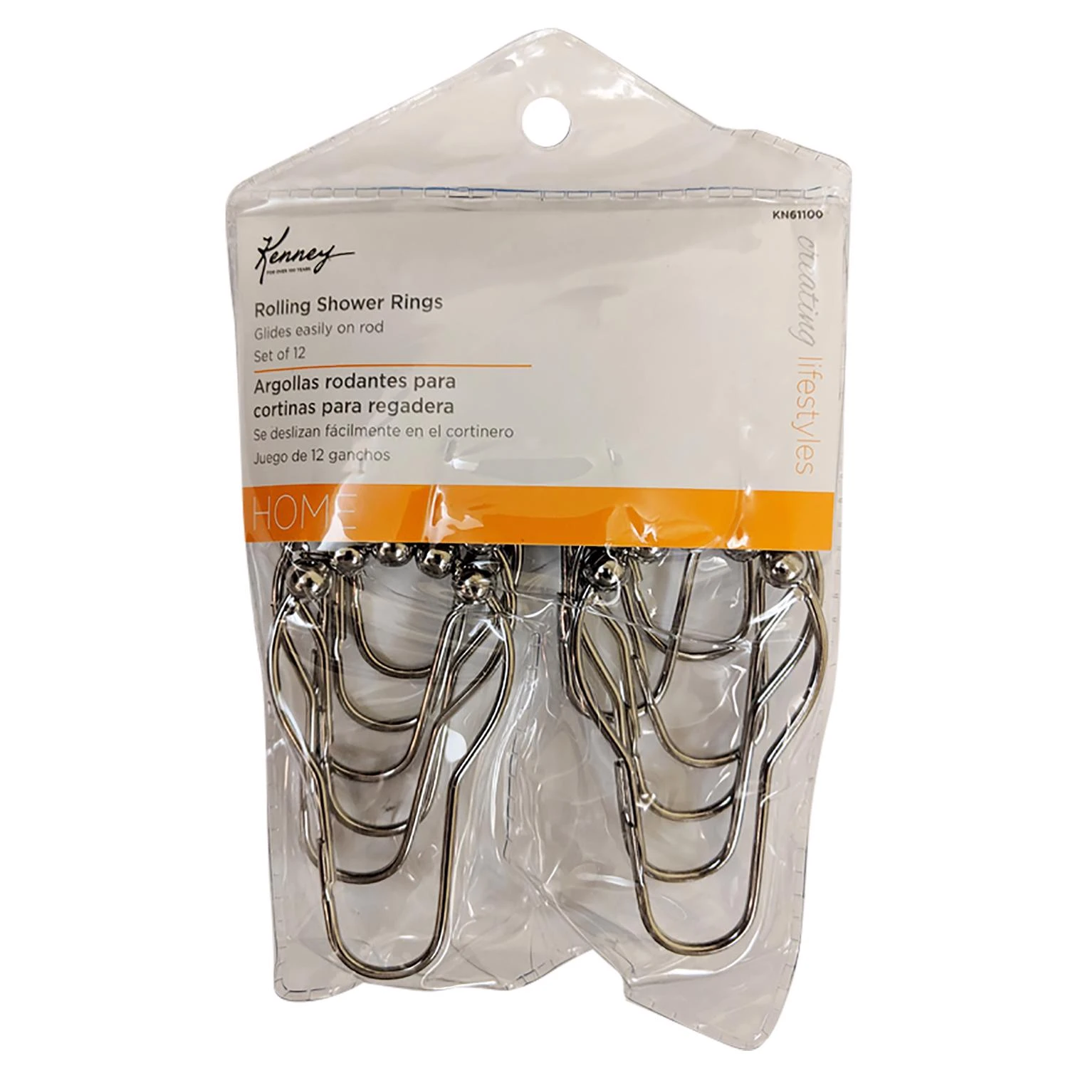 1007756 Rolling Shower Curtain Rings, Chrome