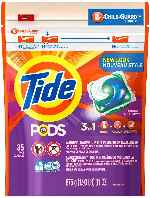 Pods Laundry Detergent Spring Meadow, 35 Count, 3-in-1, Model 93127