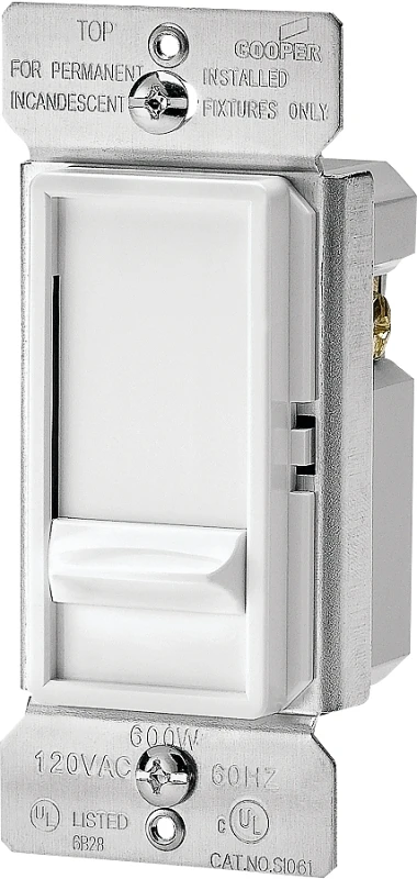 Si061-w-k 600w White Dimmer Switch, Single Pole, Non-preset