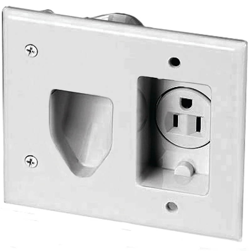 35mrw Recessed Multimedia Cable Wall Plate With Single Receptacle - White