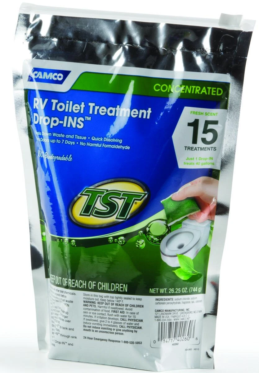 Tst Drop-ins Holding Tank Treatment, 15 Pack, Odor Eliminator, Bilingual Packaging