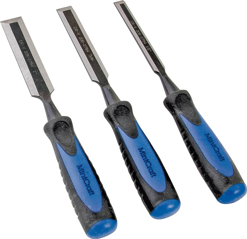 Jl-ch3pc 3-piece Wood Chisel Set With Striking Cap And Cushioned Handles