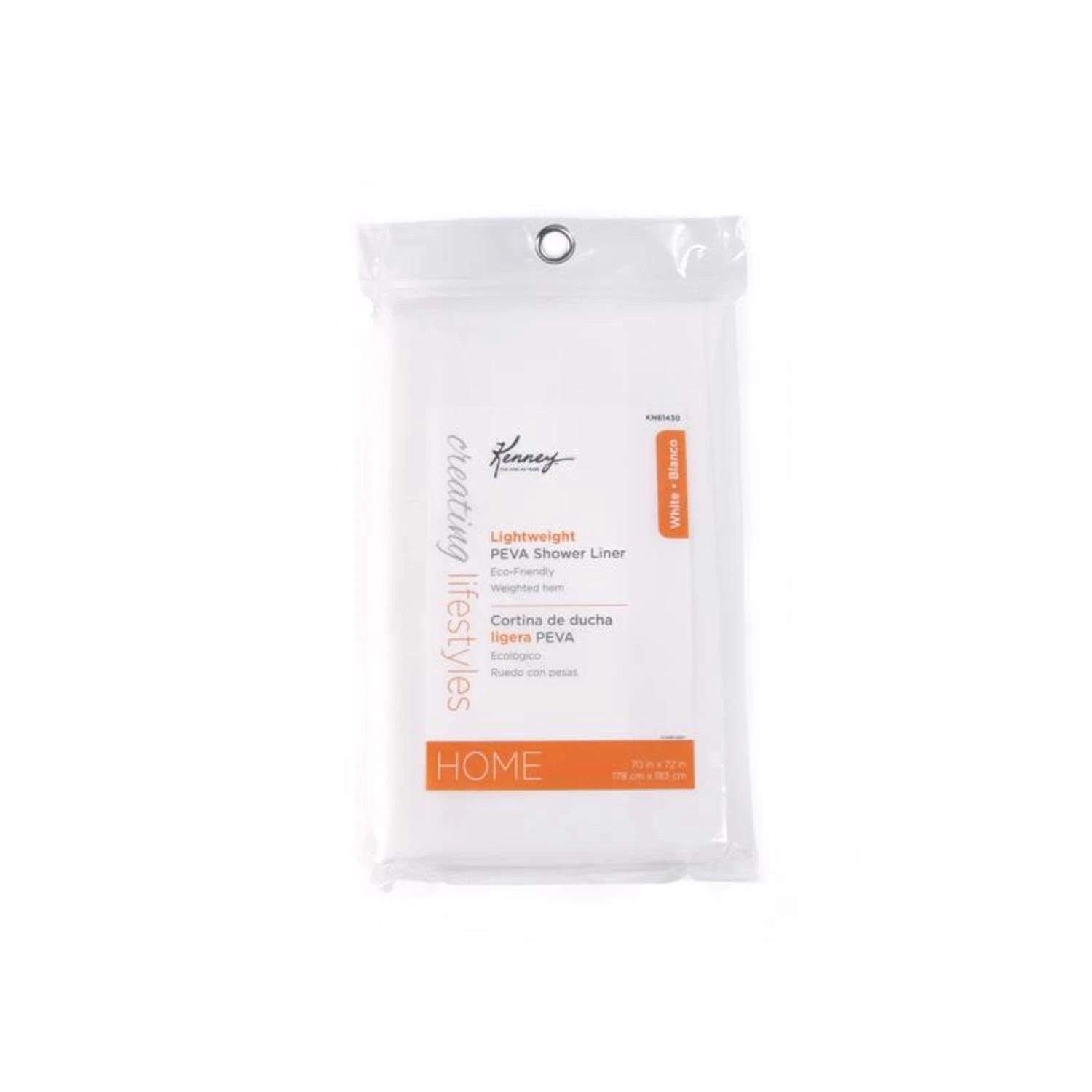 72 In. H X 70 In. W White Peva Shower Curtain Liner, Lightweight & Mildew-resistant