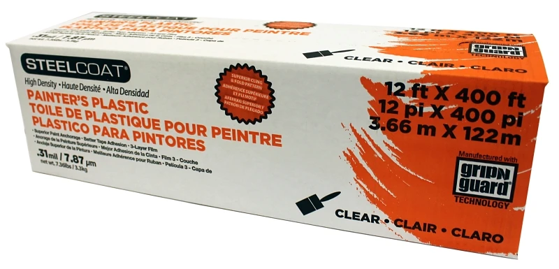 High Density Painters Plastic Sheeting 12 Ft X 400 Ft Clear - 0.31 Mil