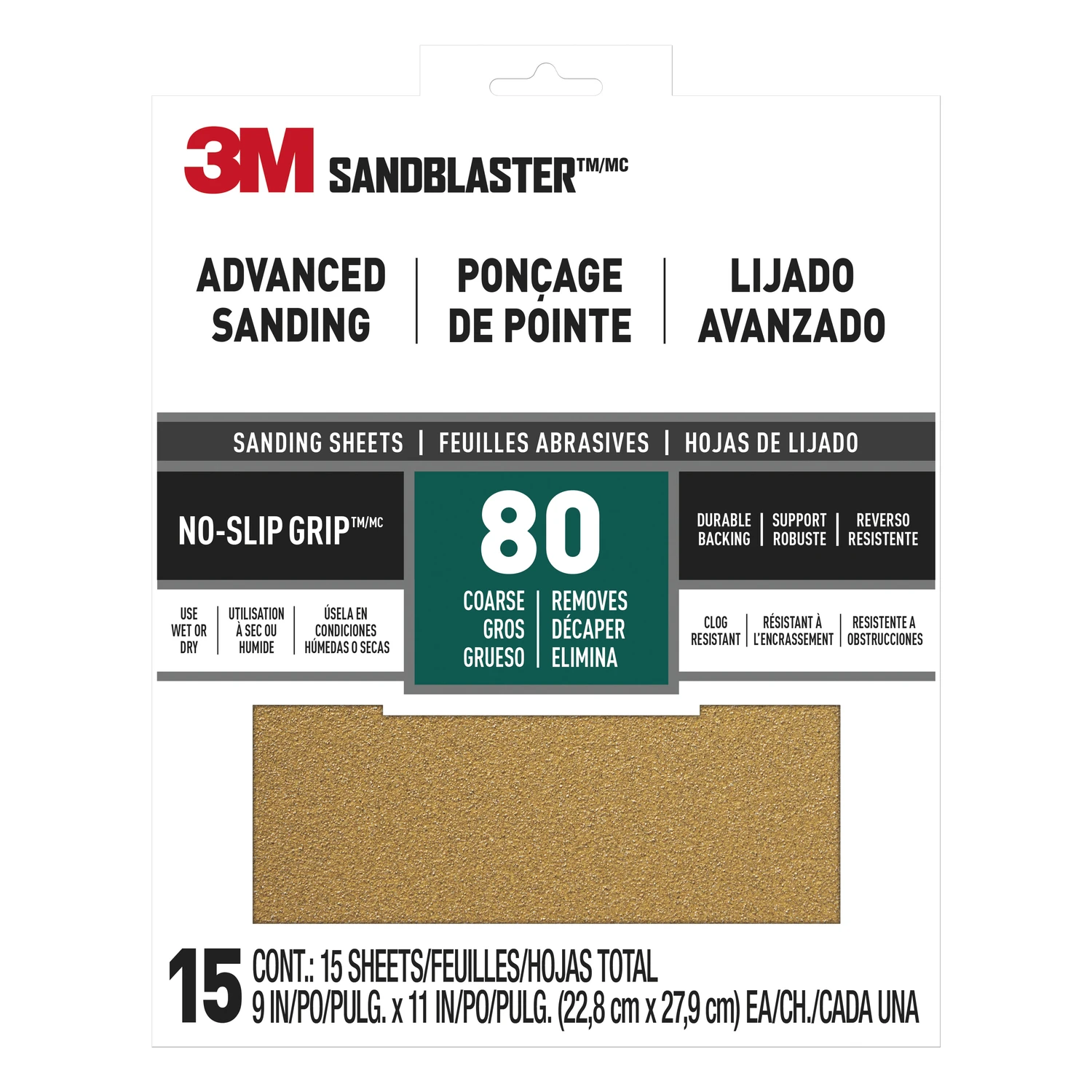 3m Sandblaster 80 Grit Aluminum Oxide Sandpaper 11 In. L X 9 In. W 15 Pk