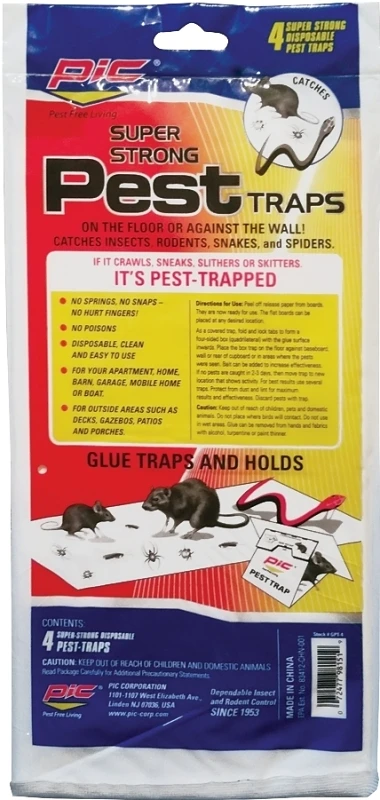 PIC GPT-4 Glue Pest Trap for Spiders & Snakes, 4 pk