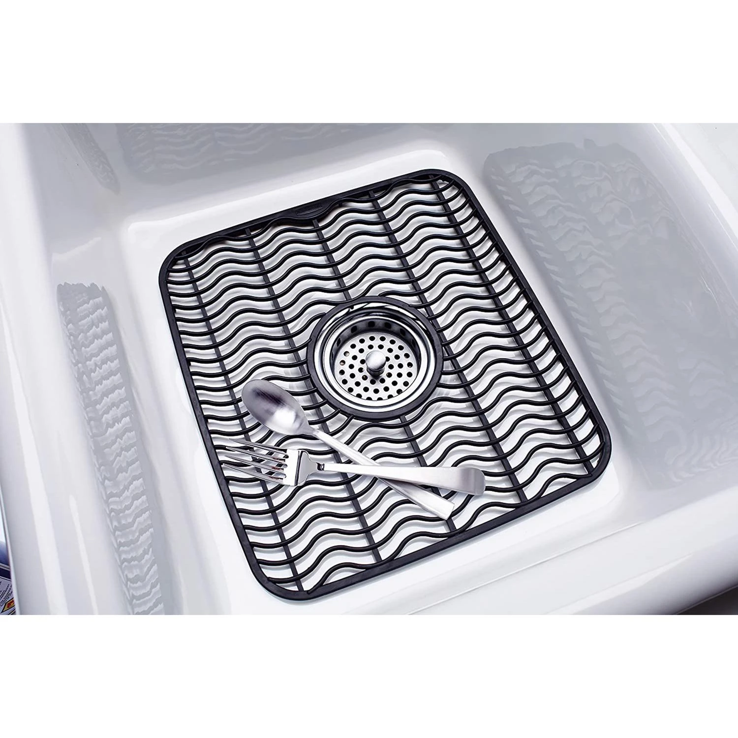 Black Plastic Sink Protector 11.5" X 12.5" - Small Size