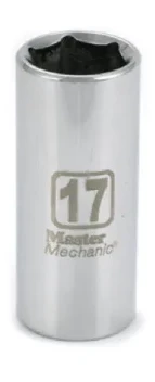 Cdds47 Metric Deep Well Socket, 6-point, 3/8-inch Drive, 17mm