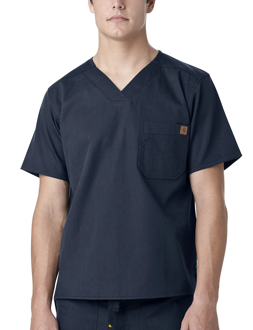 Men's Solid Ripstop Utility Scrub Top, Navy, X-large