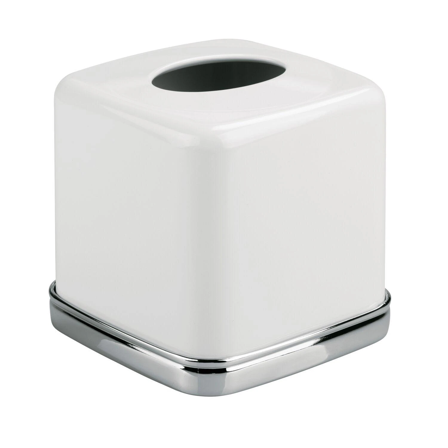 York Bath Chrome Silver/white Steel Tissue Cover - 5.5" Height