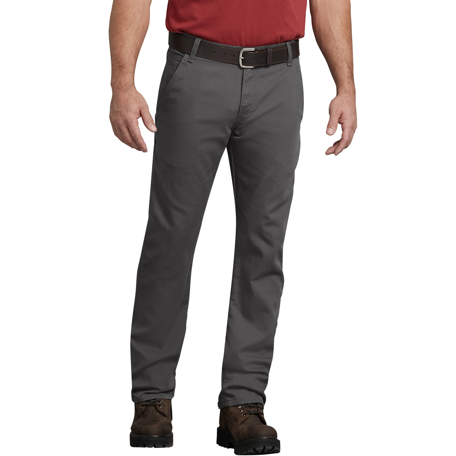 Men's Flex Regular Fit Straight Leg Tough Max Duck Carpenter Pants Gray 30x32 7 Pocket