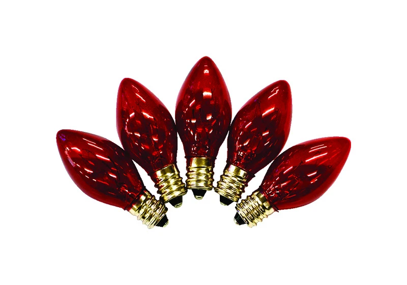 C7 Red Replacement Christmas Light Bulbs 25 Count 1 Ft.