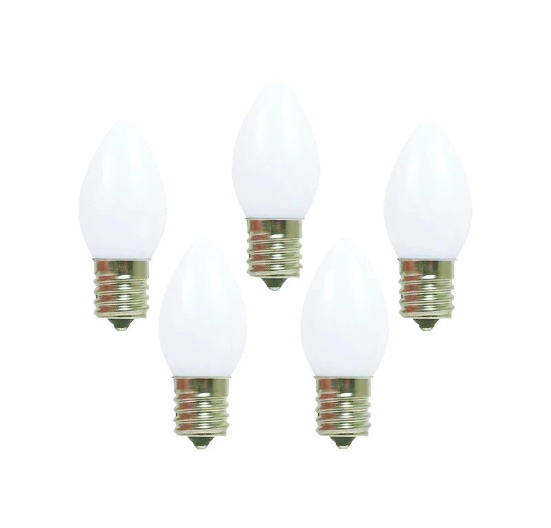C7 White Replacement Christmas Light Bulbs 25 Count 1 Ft.