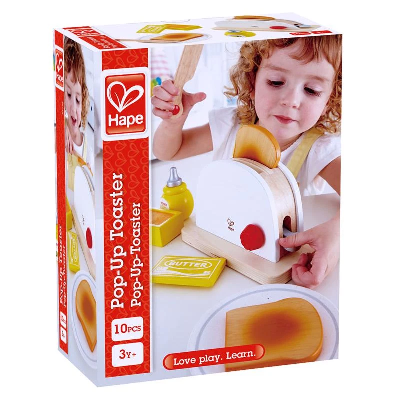 Pop-up Toaster Set 10 Piece Wooden Pretend Kitchen Toy For Kids