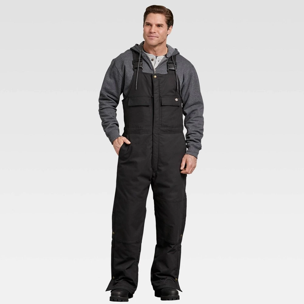Men's Dickies Sanded Duck Flex Insulated Bib Overalls, Size Xl-short, Black