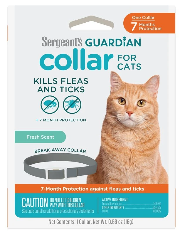 Guardian Solid Flea & Tick Collar For Cats, Tetrachlorvinphos, 1 Count, Lasts 7 Months