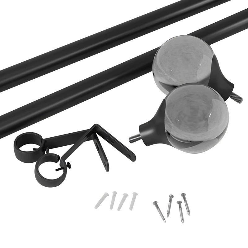 Umbra Orba Adjustable Matte Black Curtain Rod 36-72 In. With Hardware Included