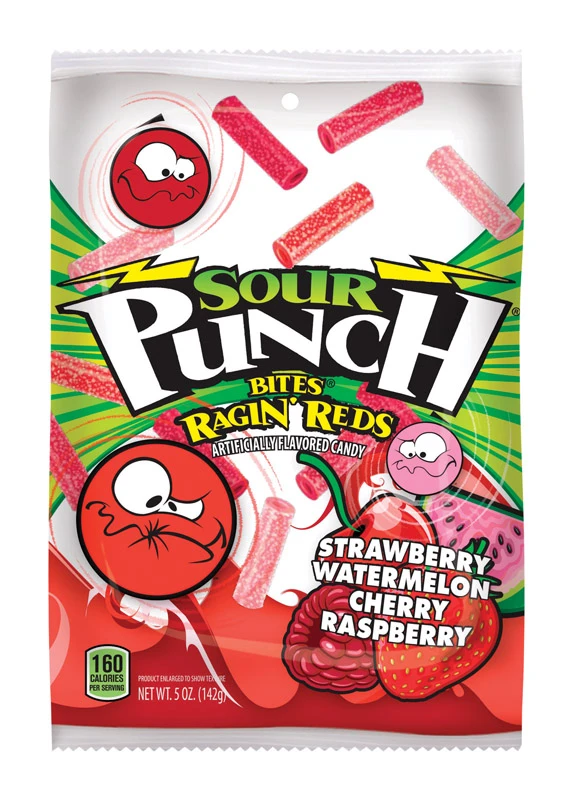 Bites Assorted Ragin' Reds Candy 5 Oz - Cherry, Raspberry, Strawberry, Watermelon
