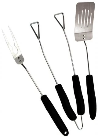 40321 3-piece Chrome Barbecue Tool Set For Grilling Enthusiasts
