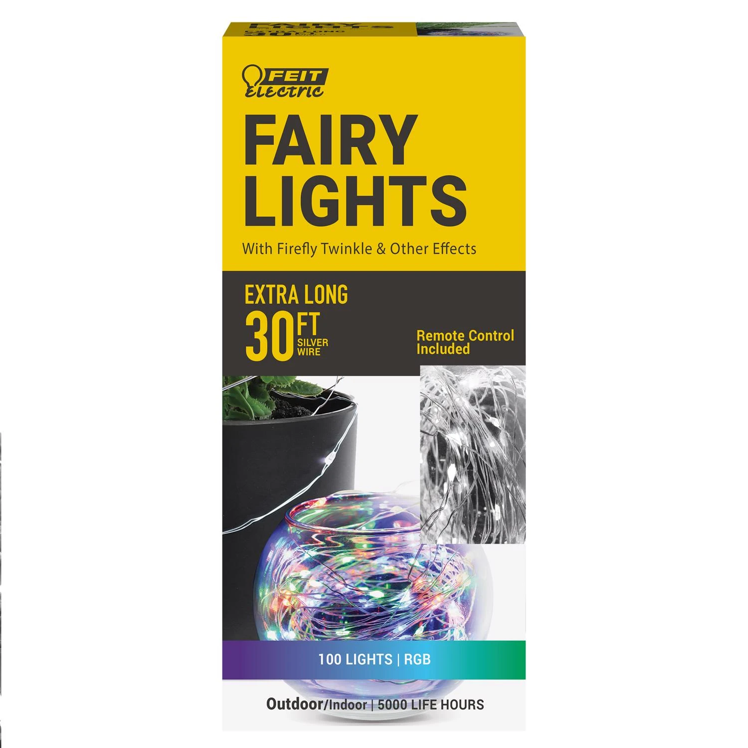 Electric 30 Ft. Led Fairy String Lights Multicolored 100 Lights With Remote