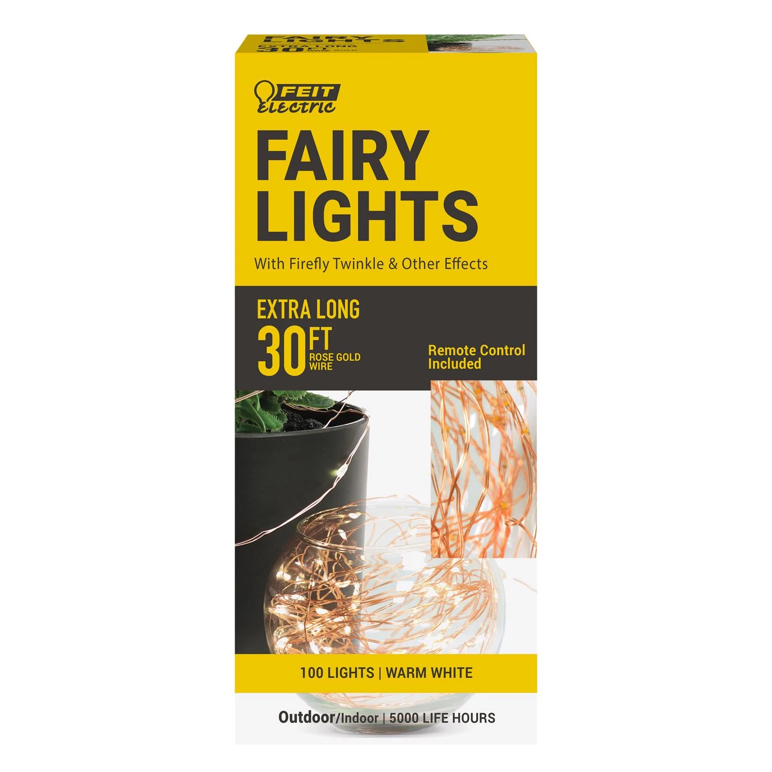 Electric 30 Ft. Led Fairy String Lights With 100 Warm White Lights And Rose Gold Wire