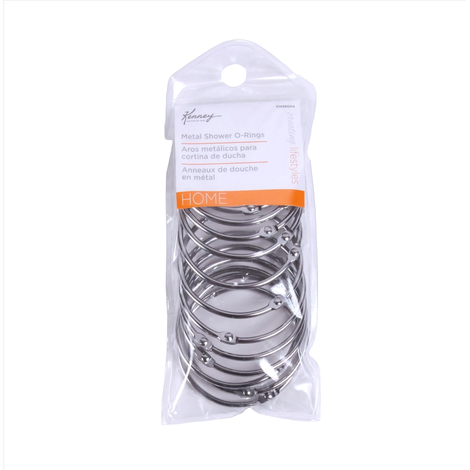 Kenney Chrome Silver Steel Shower Curtain Rings 12 pk