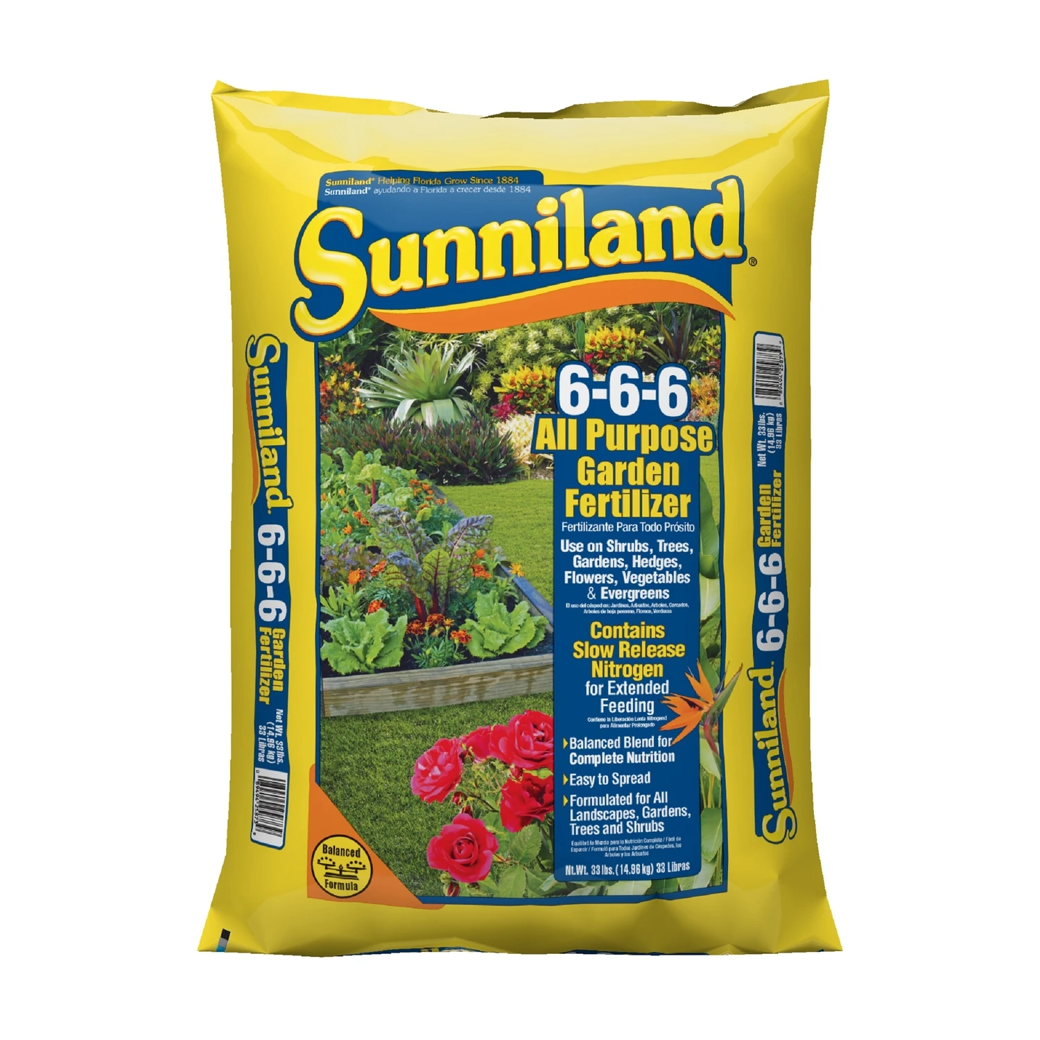 Sunniland 6-6-6 All Purpose Garden Fertilizer 33 Lb For Healthy Plants