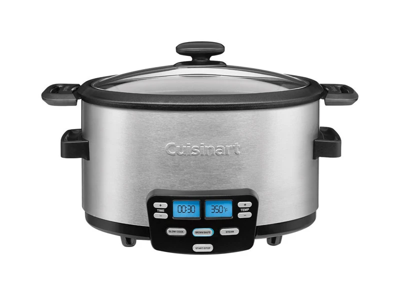 4 Quart Silver Stainless Steel Programmable Slow Cooker Model Msc-400