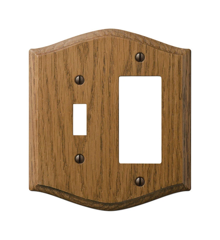 Amerelle Country Medium Brown 2 gang Oak Wood Decorator/Toggle Wall Plate 1 pk