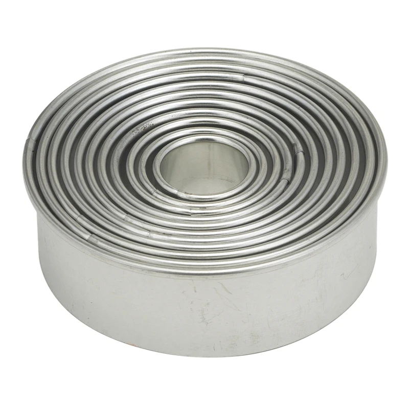 Harold Import Silver Stainless Steel Round Cookie Cutter Set - 11 Graduating Pieces