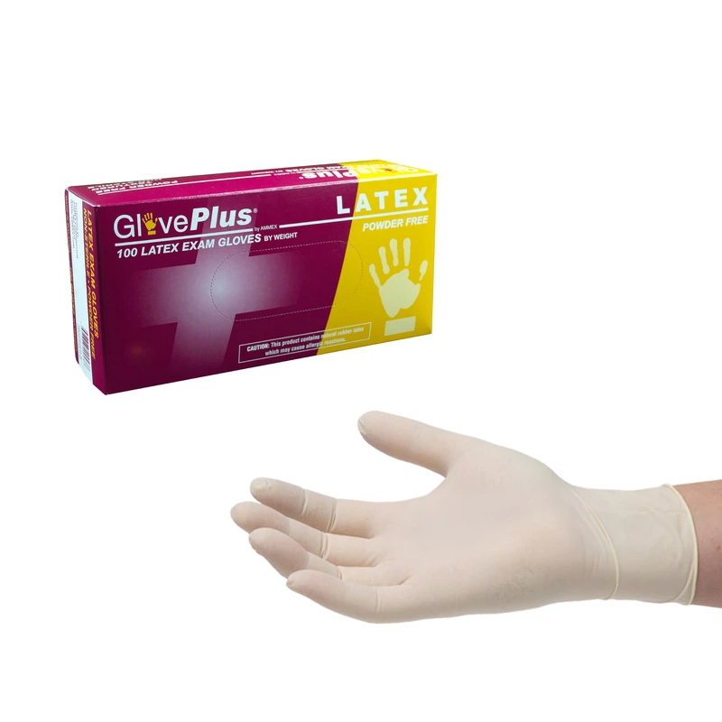 AMMEX Professional Latex Disposable Gloves Medium Ivory Powder Free 100 pk