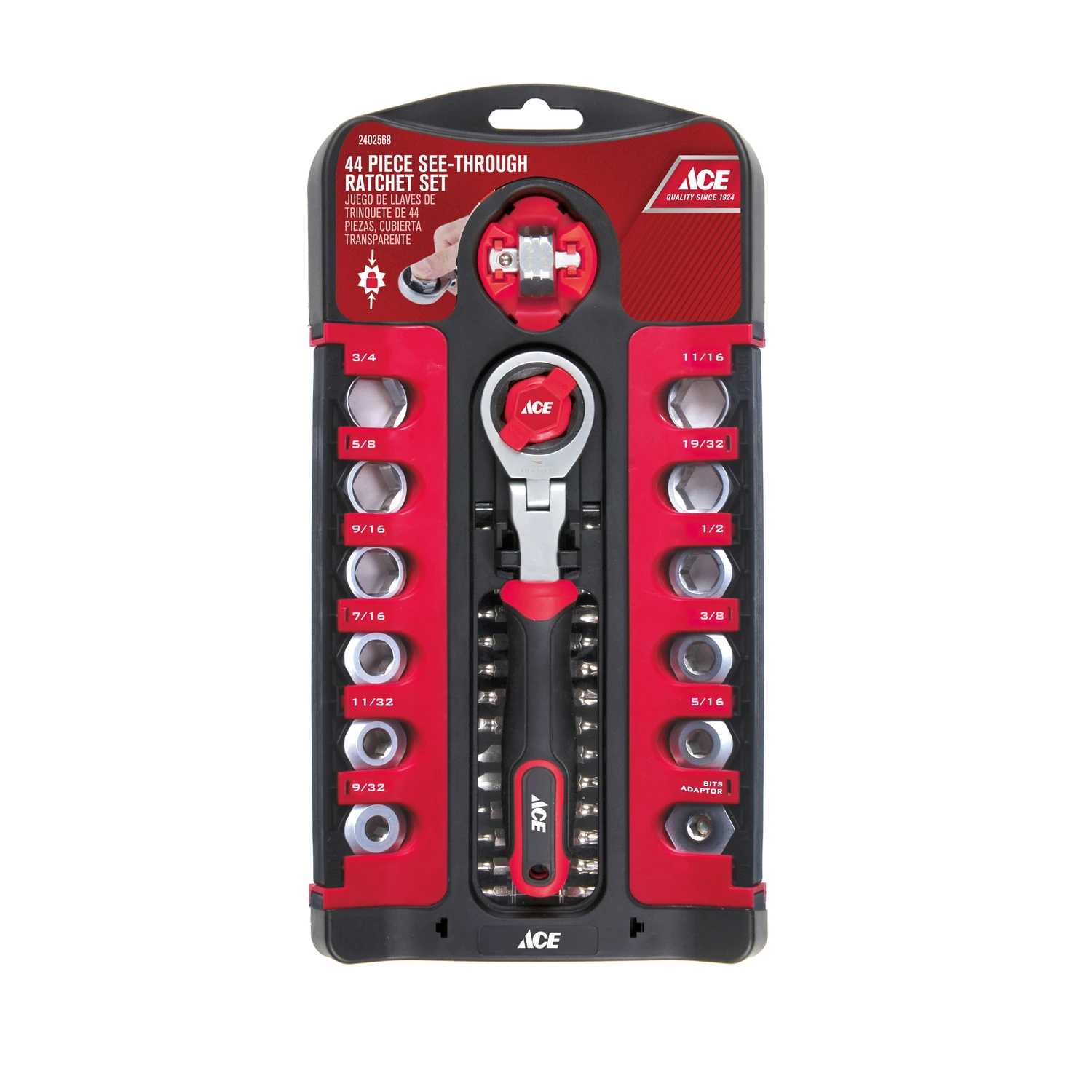 44 Piece See-through Ratchet Set With 1/4 And 3/8 In. Drive