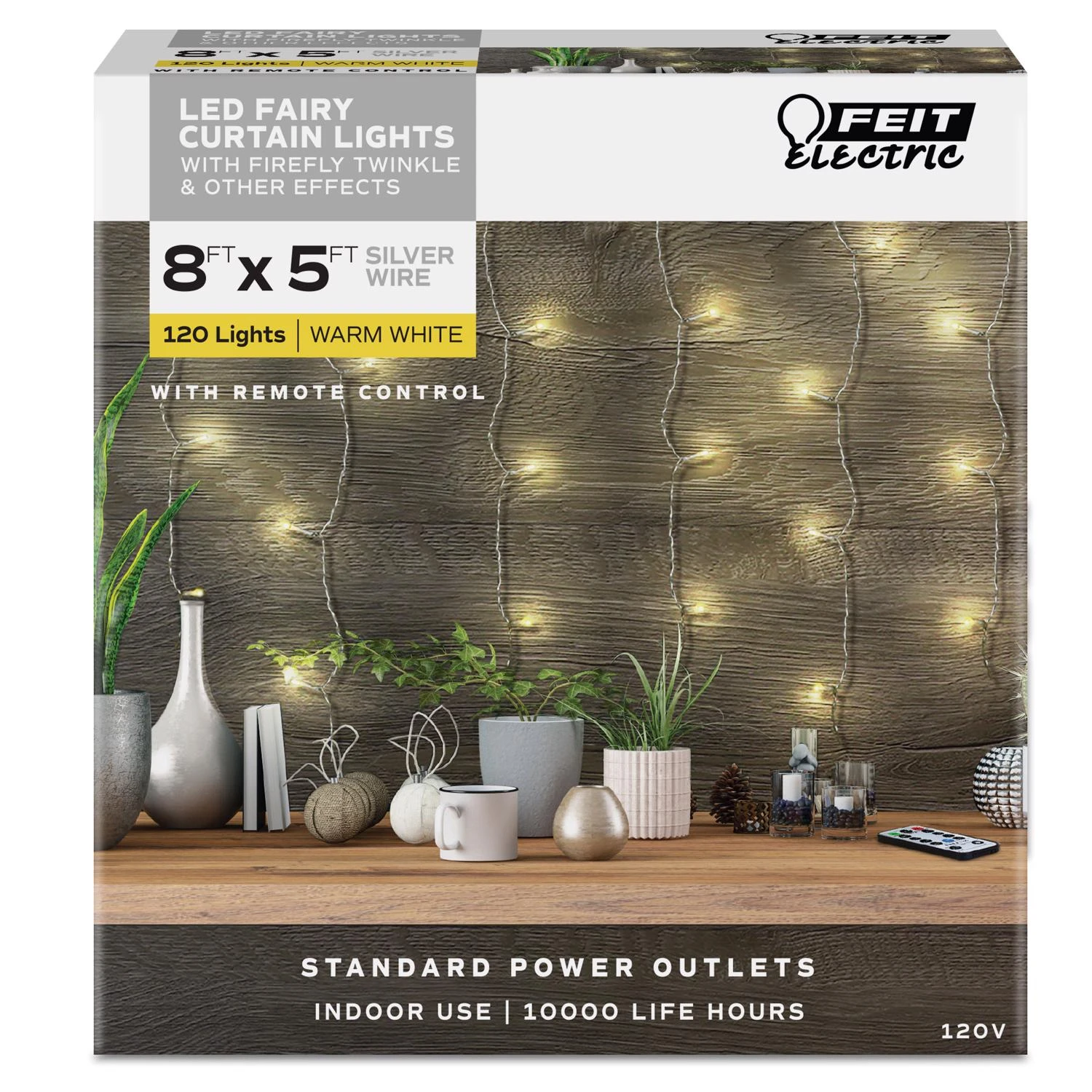 Electric Led String Lights Warm White 8 Ft. 120 Lights With Remote Control