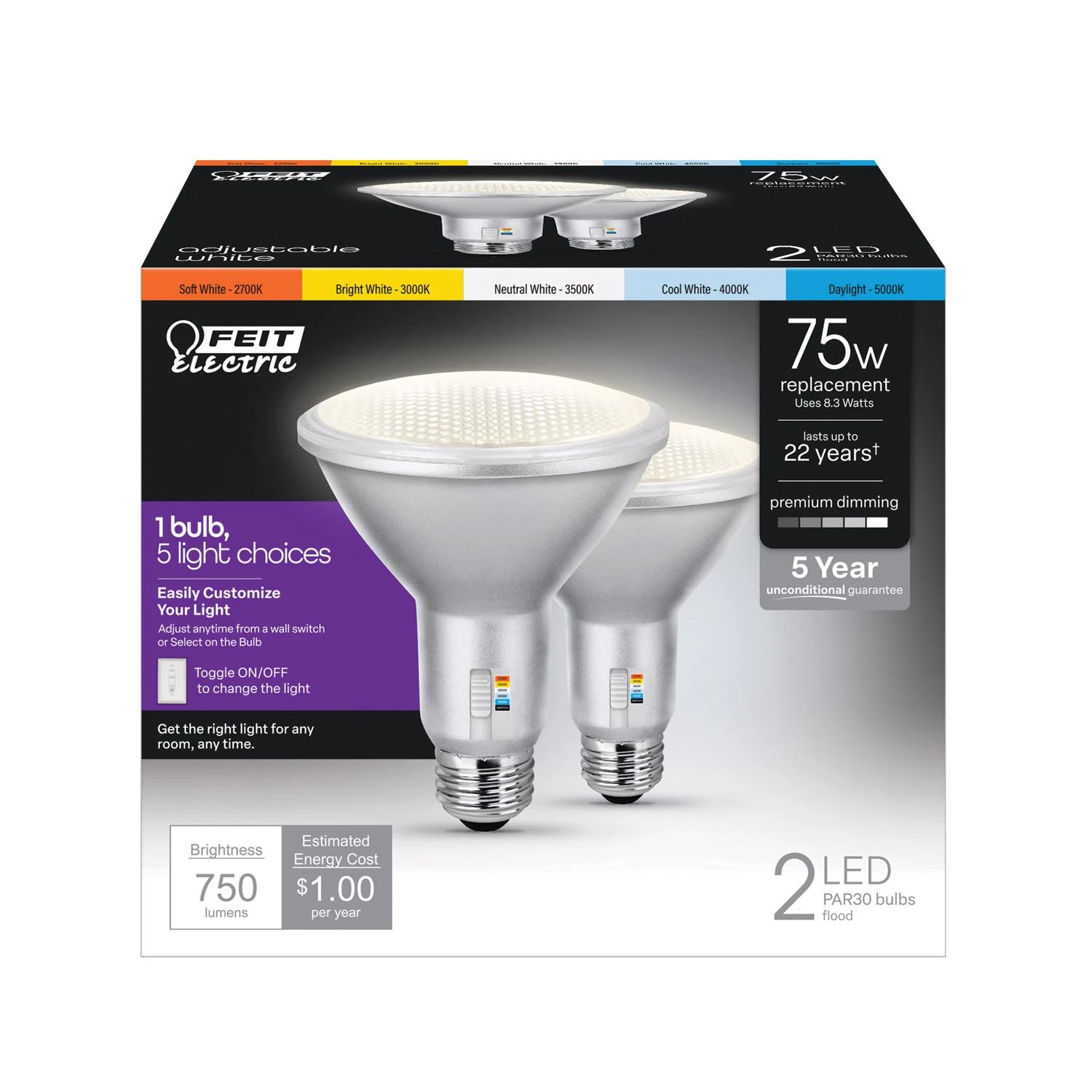 3011497 75W Enhance Par 30 E26 LED Bulb - White - Pack of 2