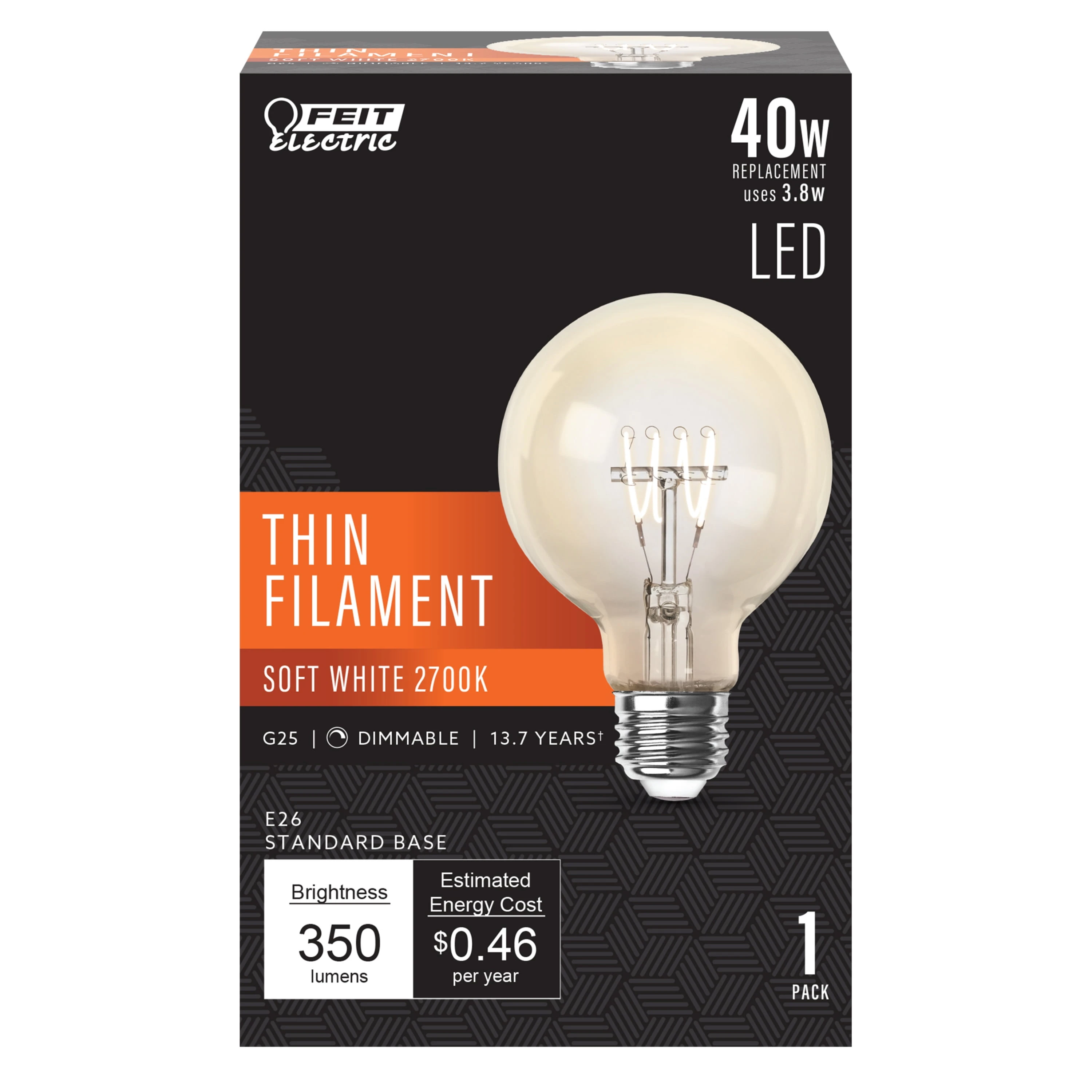 3011473 E26 2700 K Thin Filament Incandescent Light Bulb&#44; Soft White