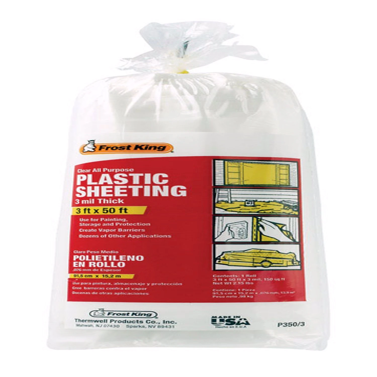 Clear Plastic Sheeting Roll 3 Mil X 3 Ft X 50 Ft For Doors & Windows