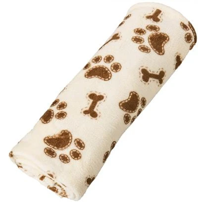 Snuggler Bones & Paw Print Blanket Cream 30" x 38"