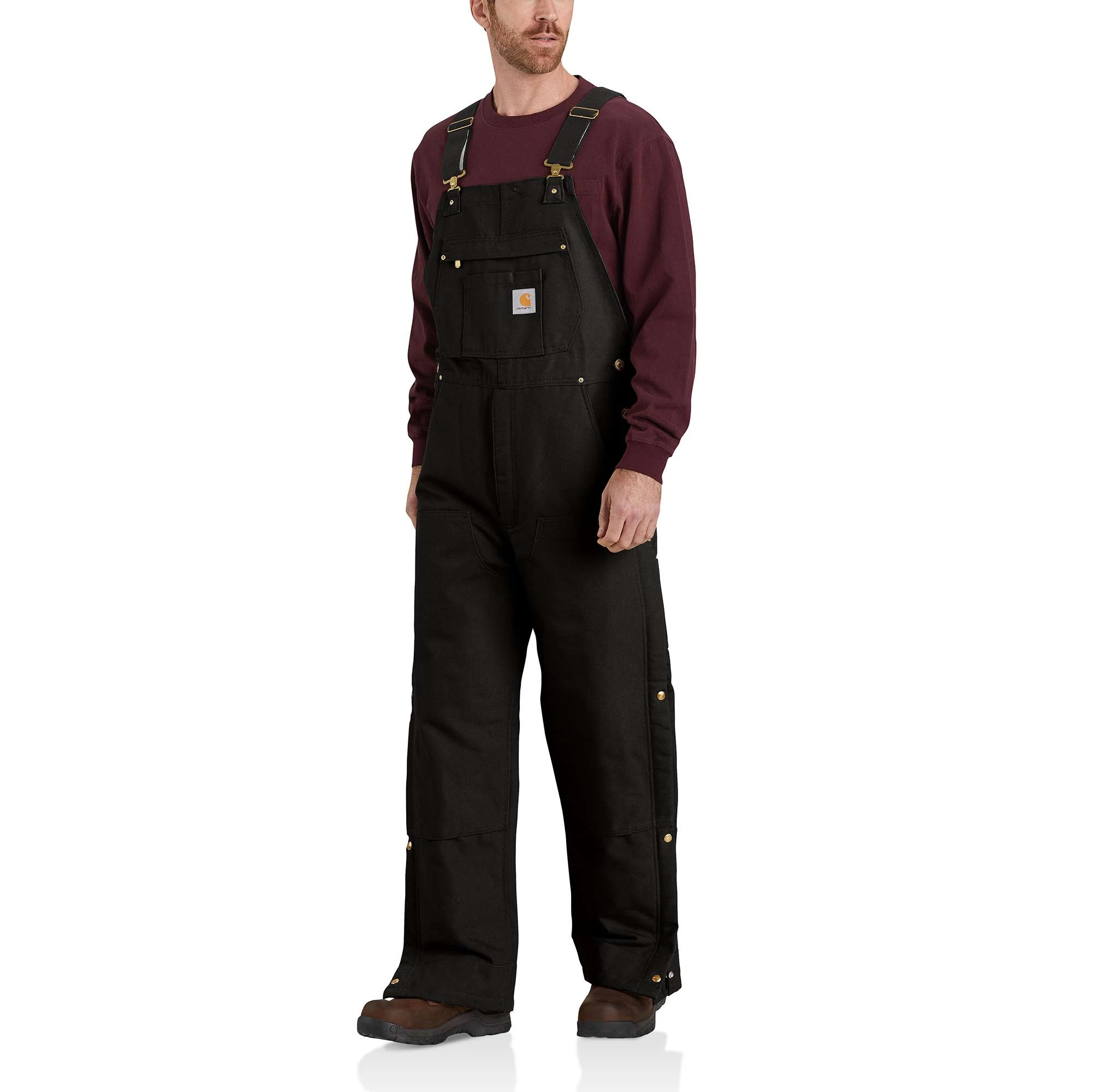 Men's Loose Fit Firm Duck Insulated Bib Overall - 2xl - Black
